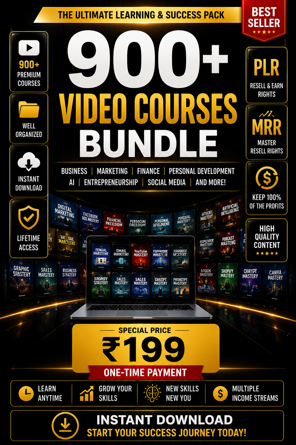 900+ Video Courses Bundle – Learn Business, AI, Marketing & More