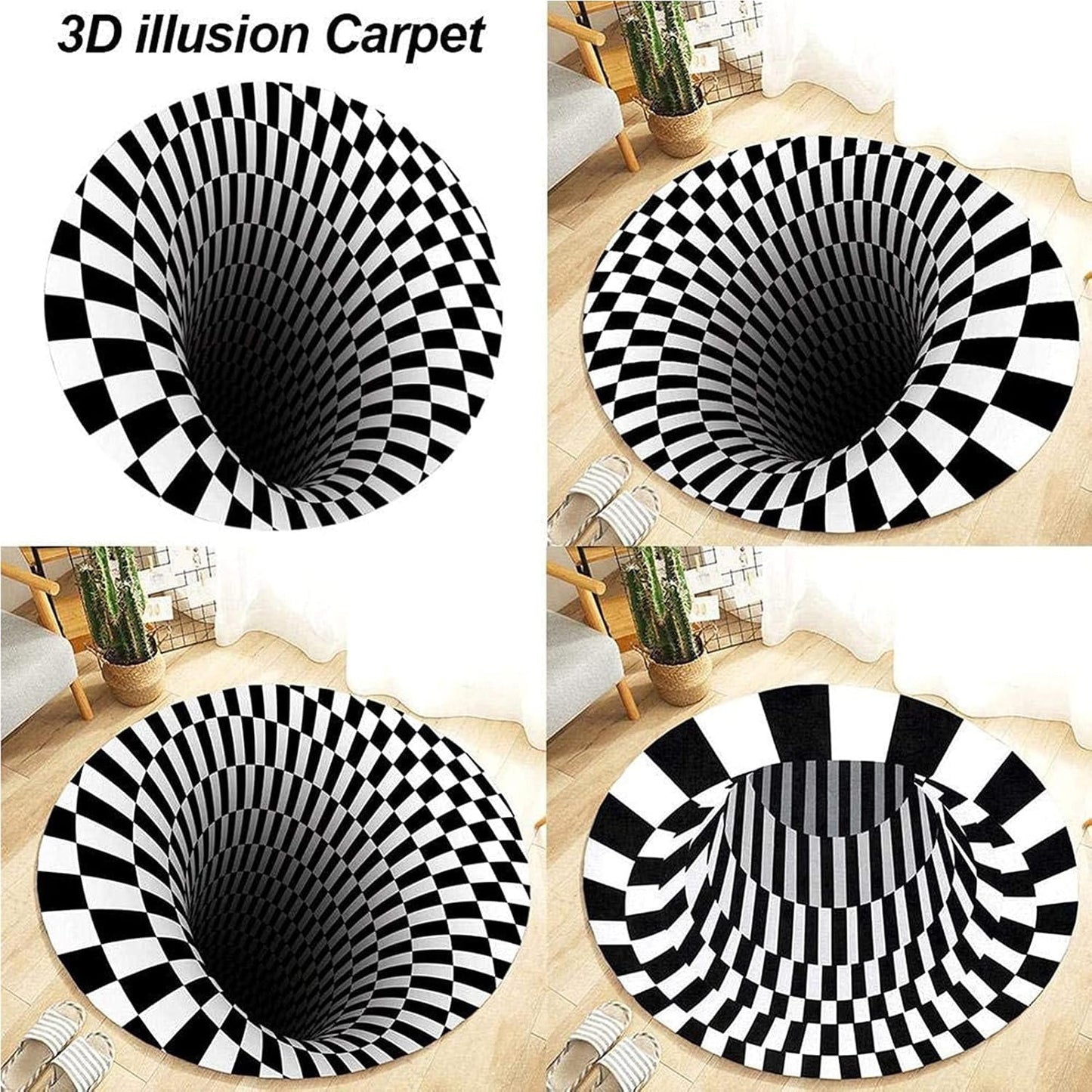 3D Space Round Carpet, Floor Mat Non-Woven