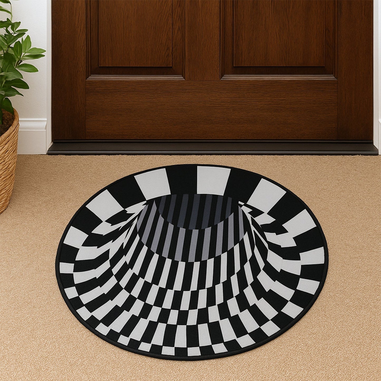 3D Space Round Carpet, Floor Mat Non-Woven