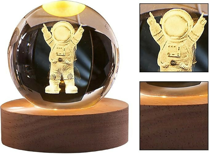 3D Engraved Crystal Astronaut LED Night Lamp