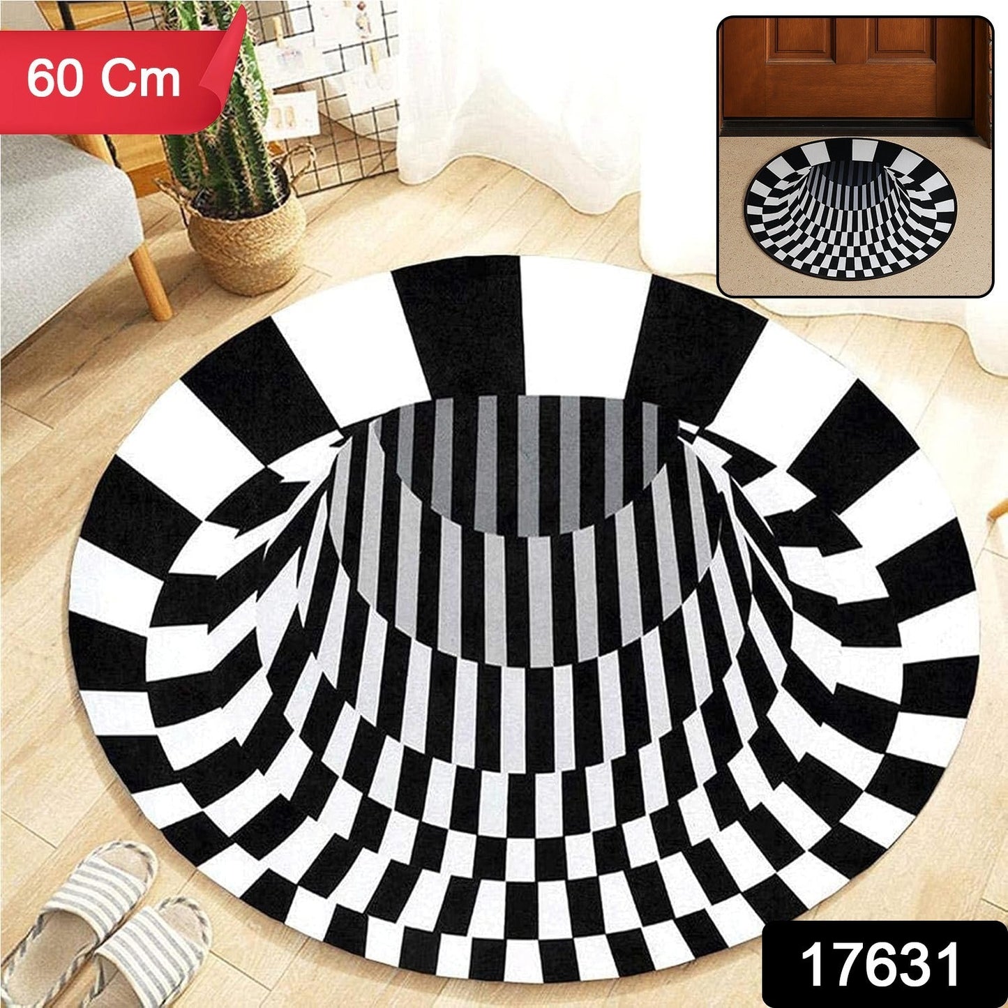 3D Space Round Carpet, Floor Mat Non-Woven