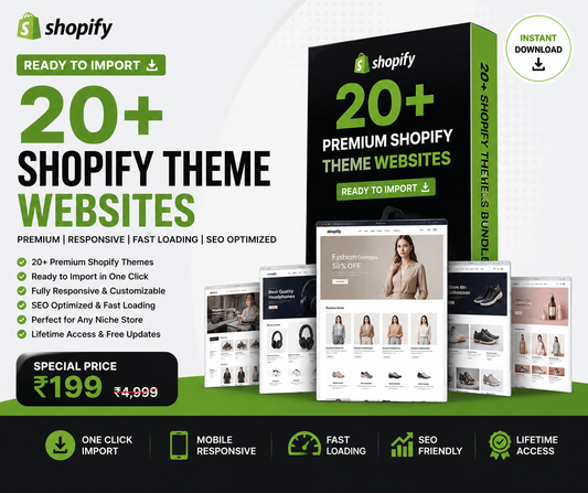 20+ Premium Shopify Themes Bundle | Instant Download | Just ₹199